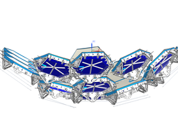 A mechanical system for self-launching and automatic positioning of parts (communication satellite panels) using a gear system, based on elastic potential energy, with the addition of Antikythera mechanism technology for the purpose of a locking syst